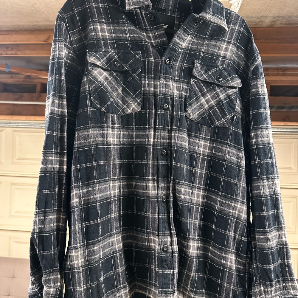 Vans Black and White Casual Button Down Shirt